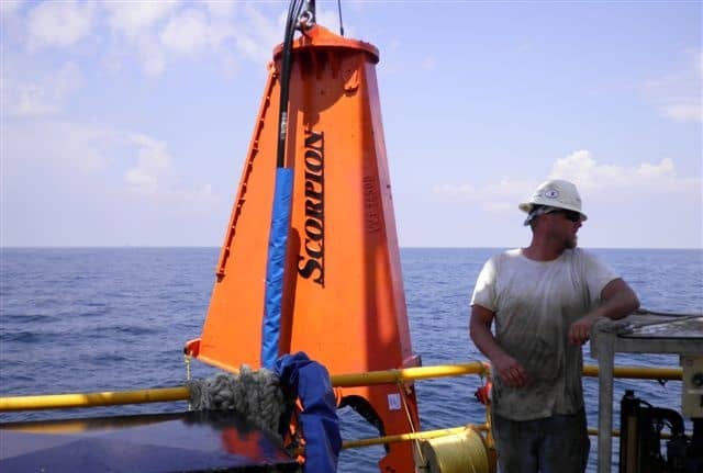 Technicians Using Scorpion Shear at Offshore Project